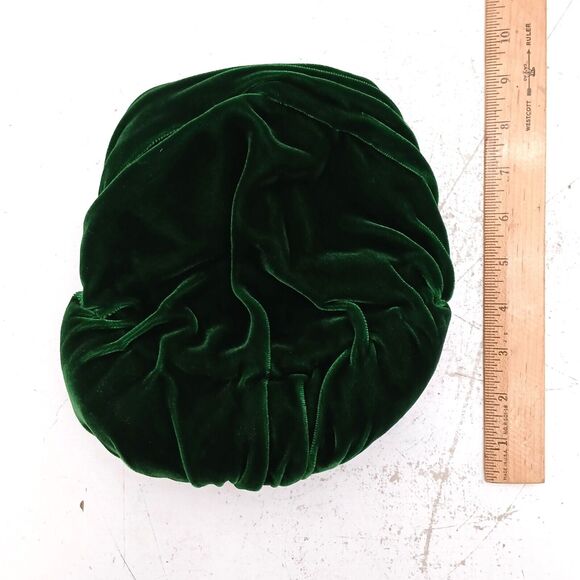 Green Velvet Full Cap Turban Hat Flapper Style Headband Warmer Headwrap - Picture 10 of 10